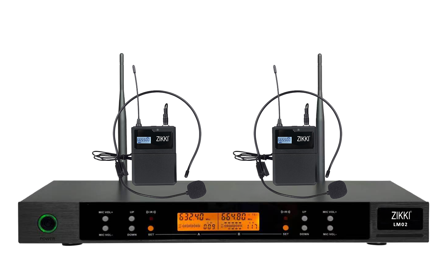 LM02 bộ nhận và 2 micro cài tai